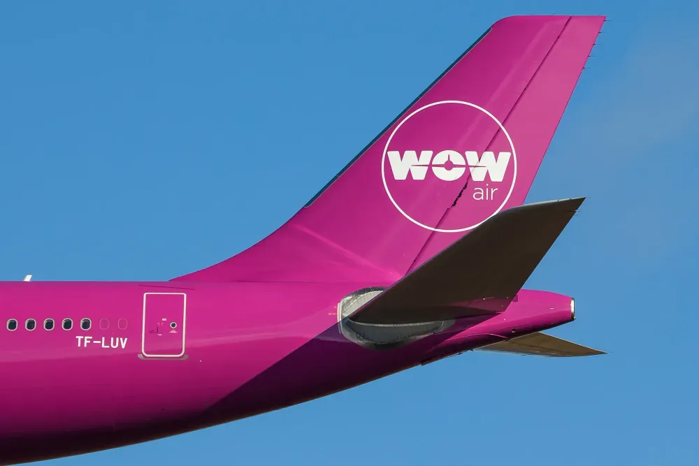 Tail of a WOW Air plane